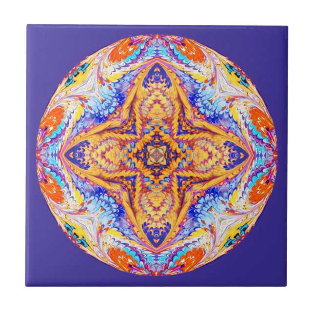 Kaleidoscope Tile in Blue and Gold (Front)