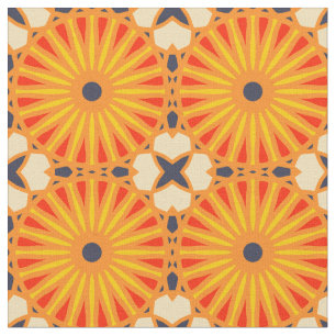 Kaleidoscope Wheel Pattern P Dark Blue Red Yellow Fabric