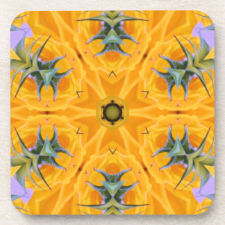 Kaleidoscope Yellow Sunflower Petals Coaster