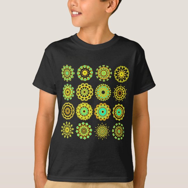 Kaleidoscopic 110714 - 16 Mandalas T-Shirt (Front)