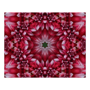 Kaleidoscopic Crimson Dahlia  Poster