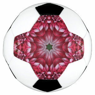 Kaleidoscopic Crimson Dahlia Soccer Ball