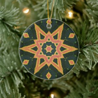 Kaleidoscopic Croton Leaf - "Star" Ceramic Tree Decoration