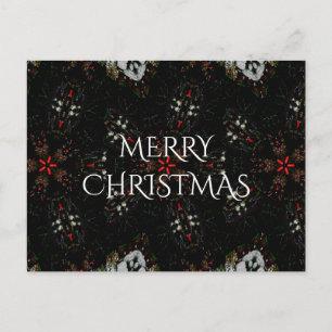 Kaleidoscopic Flower Design Red Black and White Holiday Postcard