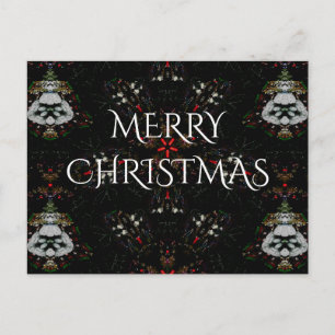 Kaleidoscopic Flower Design Red Black and White Holiday Postcard