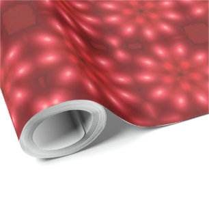 Kaleidoscopic Flower Pattern Red Lights Festive Wrapping Paper