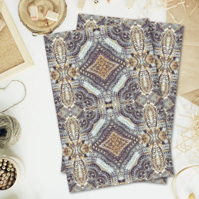 Kaleidoscopic grey Gold Medallion steampunk gears Tissue Paper (Kaleidoscopic grey Gold Medallion steampunk gears Tissue Paper)