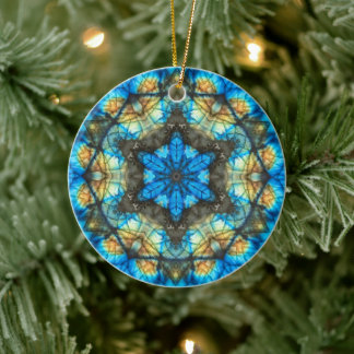 Kaleidoscopic Labradorite "Stained Glass" Ceramic Tree Decoration