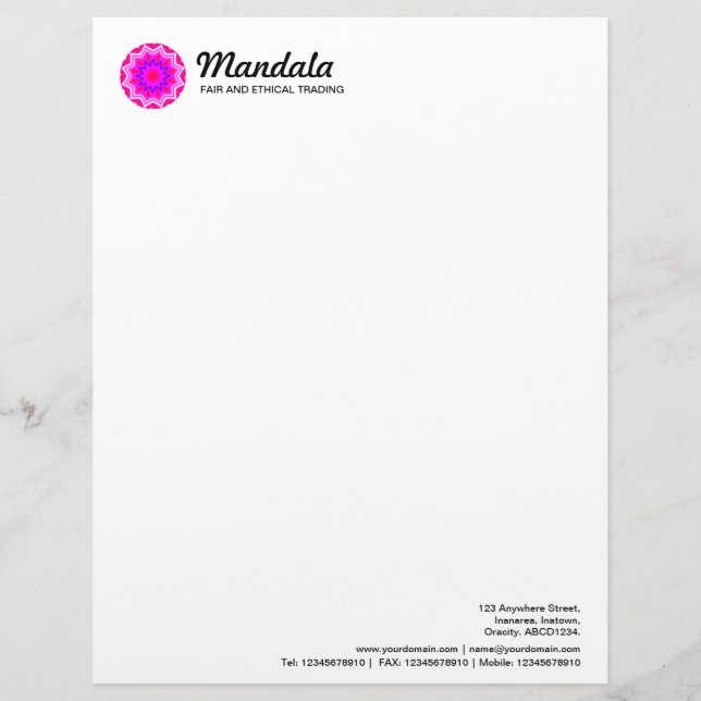 Kaleidoscopic Mandala 010 Customized Letterhead (Front)