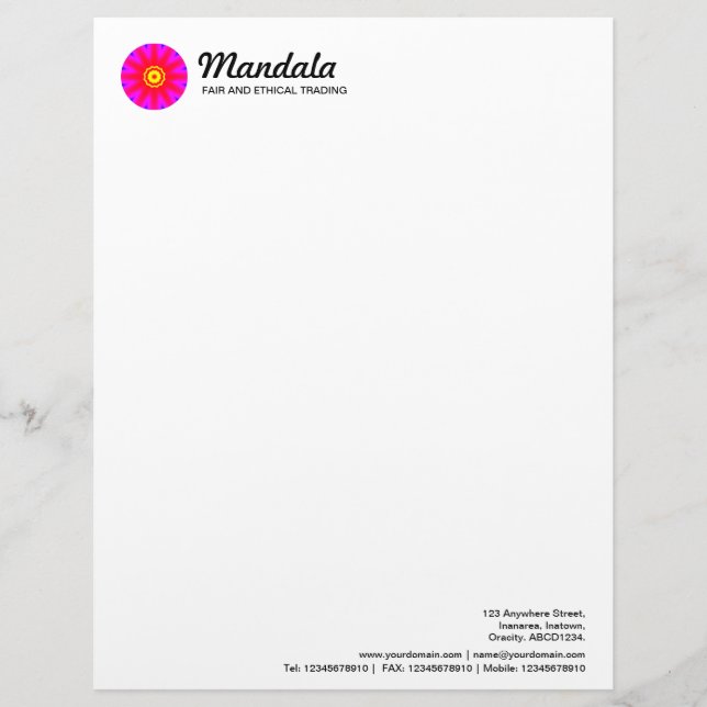 Kaleidoscopic Mandala 011 Personalised Letterhead (Front)