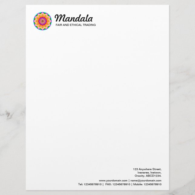 Kaleidoscopic Mandala 013 Customized Letterhead (Front)
