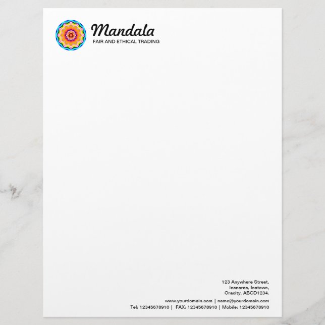 Kaleidoscopic Mandala 025 Custom Letterhead (Front)