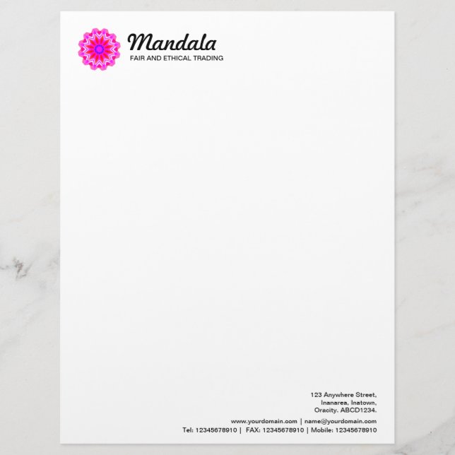 Kaleidoscopic Mandala 027 Custom Letterhead (Front)