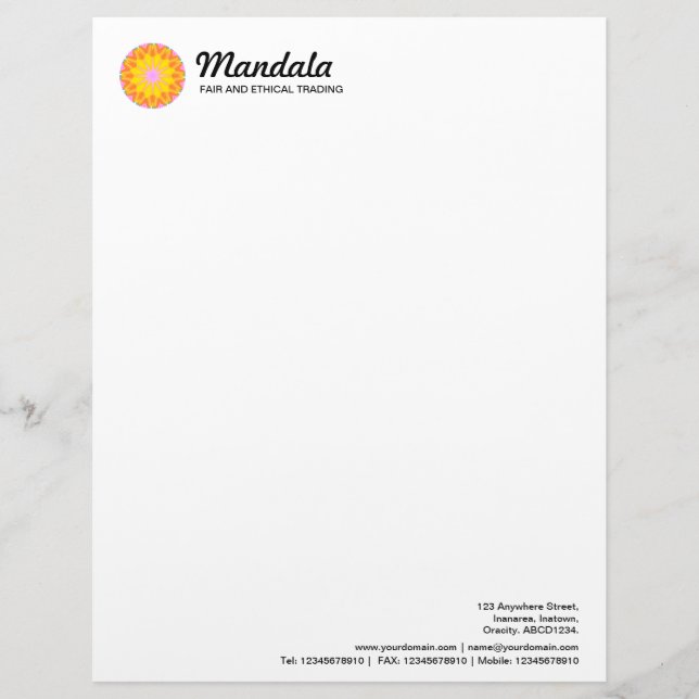 Kaleidoscopic Mandala 029 Personalised Letterhead (Front)