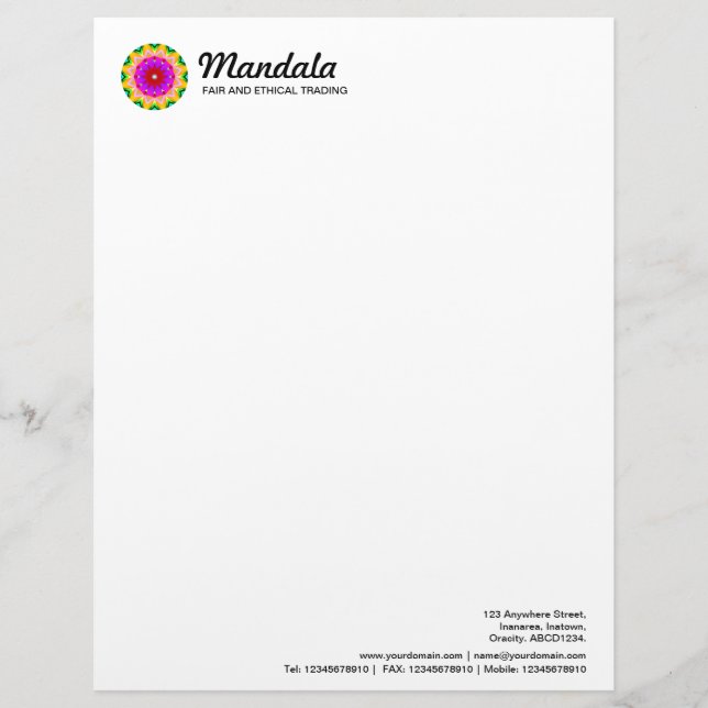Kaleidoscopic Mandala 02 Personalized Letterhead (Front)