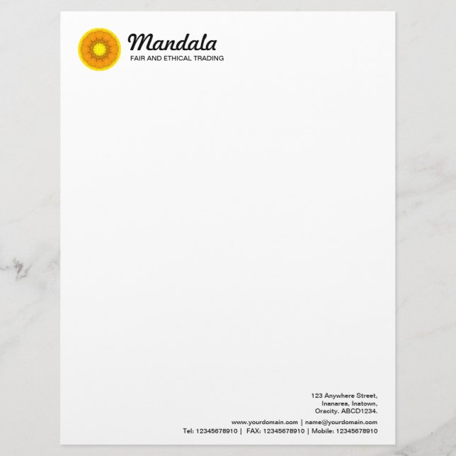Kaleidoscopic Mandala 033 Custom Letterhead (Front)