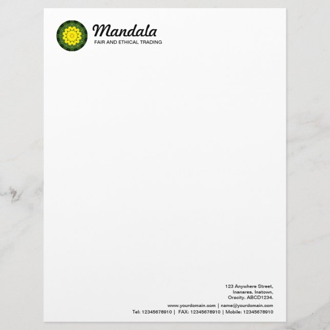 Kaleidoscopic Mandala 036 Letterhead (Front)