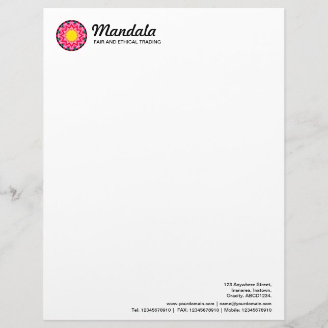 Kaleidoscopic Mandala 06 Customized Letterhead (Front)