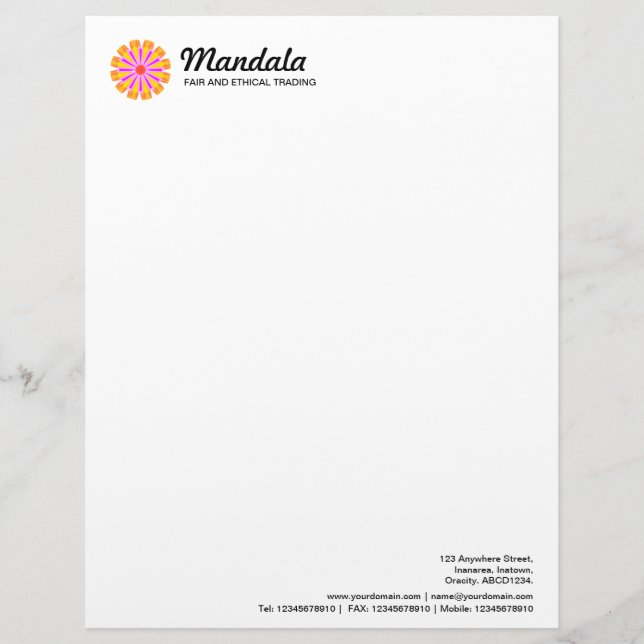 Kaleidoscopic Mandala 08 Personalized Letterhead (Front)