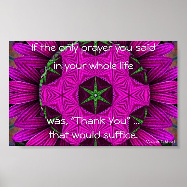 Kaleidoscopic Mandala "Thank You" Poster (Front)