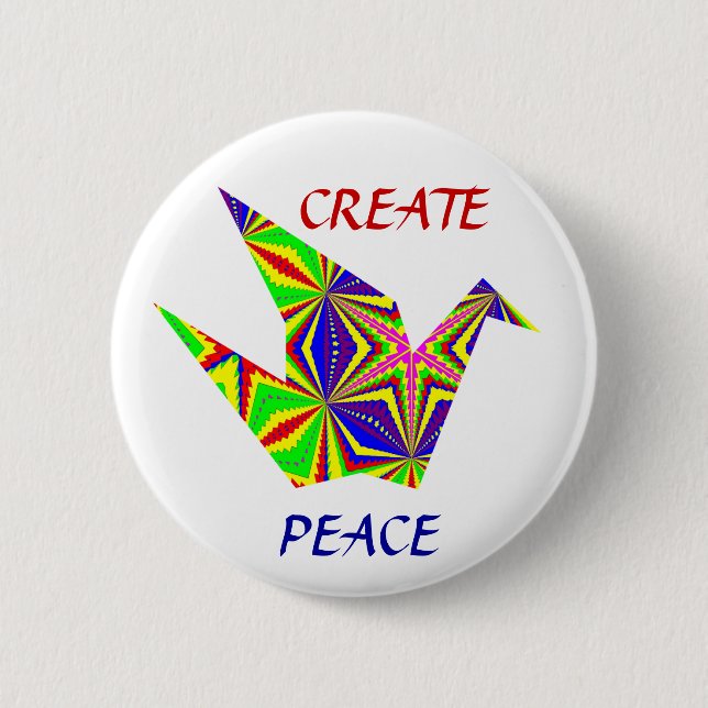 Kaleidoscopic Peace Crane Button (Front)