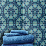 Kaleidoscopic Soft Blue and Indigo Geometric Tile<br><div class="desc">This ceramic tile features a unique, mesmerising kaleidoscopic design. The intricate geometric patterns unfold in symmetrical harmony, creating a captivating visual experience. The tile is adorned with an elegant blend of deep blues and lighter hues, which creates a striking contrast that draws the eye to the centre. Each layer of...</div>
