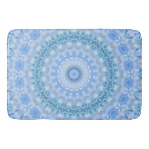 Kaleidoscopic summer circle mosaic print blue colo bath mat