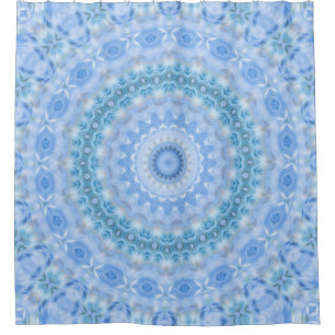 Kaleidoscopic summer circle mosaic print blue colo shower curtain