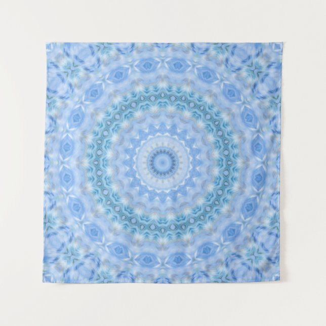 Kaleidoscopic summer circle mosaic print blue colo tapestry (Front)