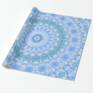 Kaleidoscopic summer circle mosaic print blue colo wrapping paper