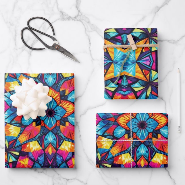 Kaleidoscopic Wrapping Paper - Colourful Patterns (Front)