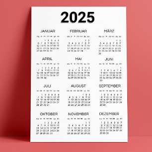 Kalender Deutsch 2025 Black And White Minimalist Invitation