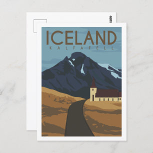 Kalfafell Iceland Famous Travel Place Illustration Postcard