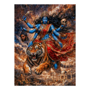 Kali Goddess Riding the Tiger Poster