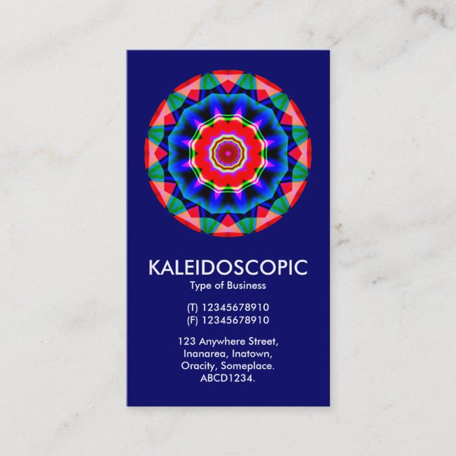 Kaliedoscopic Mandala 04 - Dark Blue (000066) Business Card (Front)