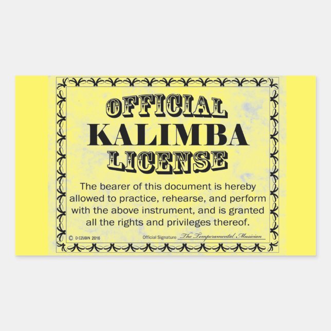 Kalimba License Rectangular Sticker (Front)