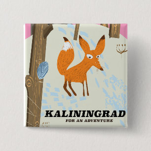 Kaliningrad "for an adventure" travel poster 15 cm square badge