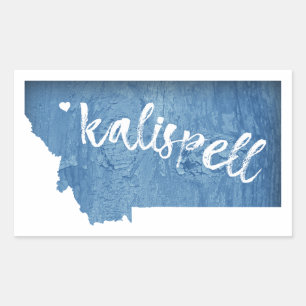 Kalispell Montana Wood Grain Rectangular Sticker