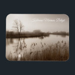 Kalkense meersen, Tranquil Landscape, Belgium Magnet<br><div class="desc">The tranquil old arm of the river Scheldt at Kalkense Meersen Nature reserve in Wichelen, East Flanders, Belgium is a serene scene with soft hues of browns and taupe. The gentle fog hangs over the landscape like a delicate veil, adding a sense of mystery and enchantment. A beautiful souvenir from...</div>