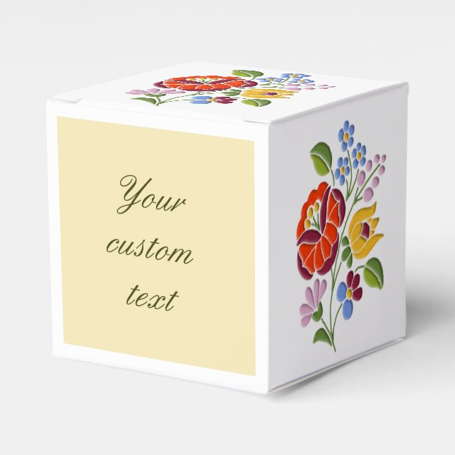 Kalocsa Embroidery - Hungarian Folk Art motif Favour Box (Front Side)