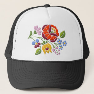 Kalocsa Embroidery - Hungarian Folk Art Trucker Hat