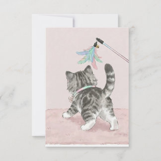 Kam Kam the Tabby Cat - Feather Playtime Art Thank You Card