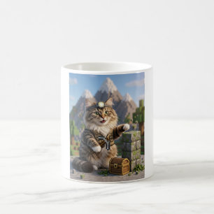 KAM KAM The Voxel Explorer Realistic Gamer Cat Art Coffee Mug