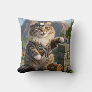 KAM KAM The Voxel Explorer Realistic Gamer Cat Art Cushion