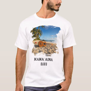 Kamaʻaina Oahu Ukelele on Hawaii Beach T-Shirt