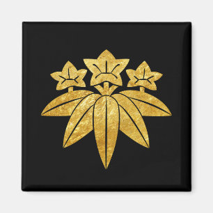 Kamakura Minamoto Mon Japanese faux gold on black Magnet