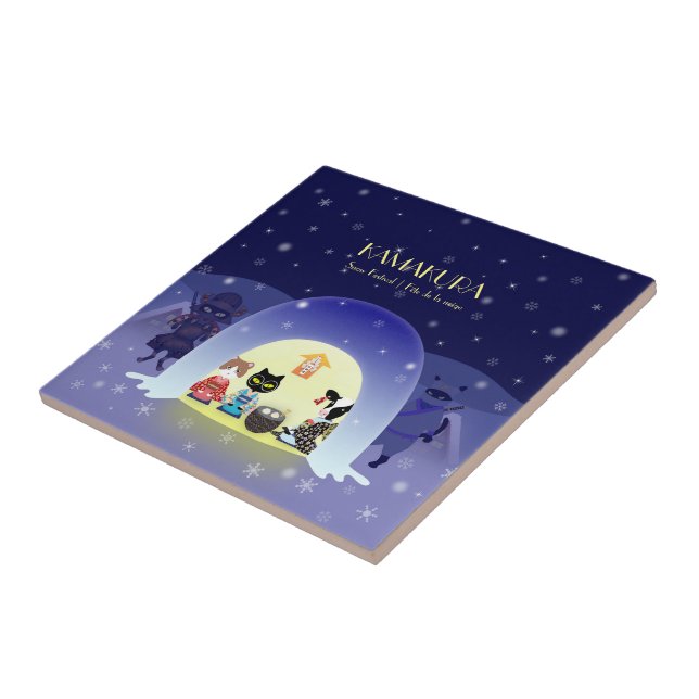 Kamakura Snow Globe: Japan Winter Tradition Tile (Side)