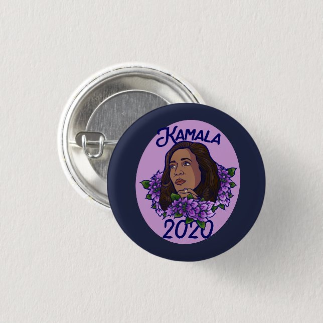Kamala 2020 Floral Purple Violet Art 3 Cm Round Badge (Front & Back)