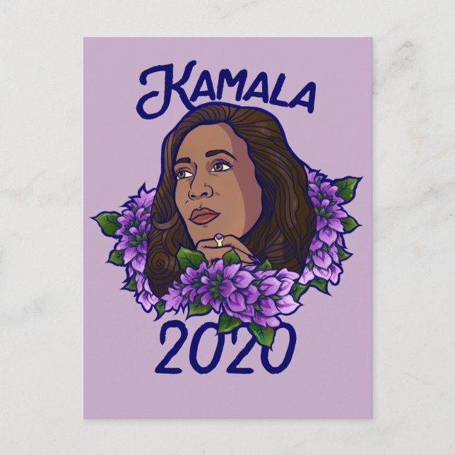 Kamala 2020 Floral Purple Violet Art Postcard (Front)