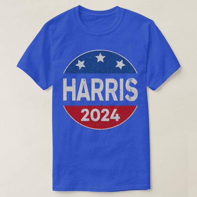 Kamala  2024 For Button Red White Blue and Stars K T-Shirt (Design Front)